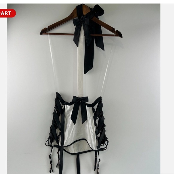 New! Victoria’s Secret black and white Bow Topped Playsuit Lingerie NWT small - Picture 9 of 9